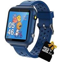 Retysaz Kids Smart Watch 24 Game 10 stories Smart Watch for kids Pedometer Phone Smartwatch for kids Great Gifts To Girls Boys (BlueM1)