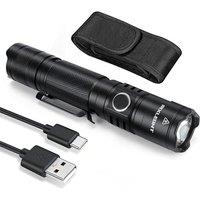 LED Torch: Tactical Bright Torches 2000 Lumens 5 Light Modes Rechargeable Flashlight with Holster IPX7 Waterproof for Outdoor Camping Hiking