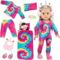 ZITA ELEMENT American 18 inch Girl Doll Accessories Doll Sleeping Bag SetMatching Eye Masks & Pillow ect Doll Accessories for Kids for Children(Doll