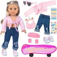 ZITA ELEMENT American 18 Inch Girl Doll Scooter Sport Clothes and Accessories  18 Inch Doll Clothes Jeans Outfits Set Sport Shoes Scooter and Other O