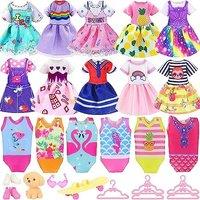 ZITA ELEMENT 16 PCS Dolls Clothes and Accessories for 5.3 Inch - 6 Inch Dolls, Include 3 Dresses, 3 Swimsuits, 2 Shoes, 5 Outfits Hangers, 1 Skateboar