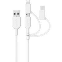 Anker PowerLine II 3in1 Cable, Lightning/Type C/Micro USB Cable for iPhone, iPad, Huawei, HTC, LG, Samsung Galaxy, Sony Xperia, Android Smartphones,