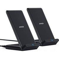 Anker Wireless Charger, 2-Pack PowerWave Stand Upgraded, Qi-Certified, Fast Charging iPhone 12,12 Pro Max, SE, 11, 11 Pro, 11 Pro Max, Galaxy S20 S10