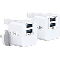 Anker USB Plug Charger, 2-Pack Dual Port 12W Wall Charger, PowerPort mini for iPhone XS/X / 8/8 Plus / 7 / 6S / 6S Plus, iPad, Galaxy Note 5 / Note 4,
