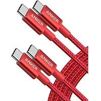 Anker USB C to USB C Charger Cable, New Nylon(6 ft, 2Pack), 60W (3A) for iPhone 17/16/15, iPad Pro, Samsung Galaxy, MacBook Pro,and More(Red) 1.8M+1.
