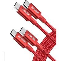 Anker 333 USB C to USB C Charger Cable (6ft 100W, 2Pack), USB 2.0 Fast Charge for MacBook Pro, iPhone 17/16/15, iPad Pro, Samsung Galaxy,and More Red