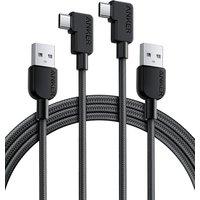 Anker USB C Cable Right Angle, 2-Pack 6 ft USB-A to 90 Degree USB-C Braided Charging Cord, Durable Type C Cable for Samsung Galaxy Note 10 Note 9 / S1