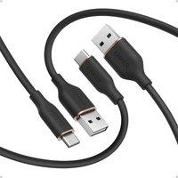Anker Flow Cable, USB A to USB C Cable (6ft, 2Pack), Car Carplay Type C Charger, for iPhone 17/16/15, iPad Pro, Samsung Galaxy, and More (Cord Organiz