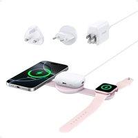 Anker MagSafe Compatible 3-in-1 Wireless Charging Station, Qi2 Certified 15W MagGo Charger, Foldable Travel Wireless Charging Pad for iPhone 17/16/15/