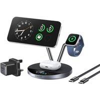 Anker Prime MagSafe Charger Compatible, 3-in-1 Charging Station, Qi2 25W Certified Wireless Charger Dock Stand, Smart Display with TEC Active Cooling,