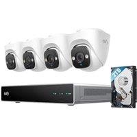 eufy Security PoE NVR CCTV Camera Systems E41, Wired Outdoor Cam, 4 4K UHD Turret Cams, 122 FOV, Colour Night Vision, 24/7 Recording, AI Detection,