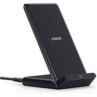 Anker Wireless Charger, PowerWave Stand, QiCertified for iPhone 17/16/15/14/13/12 Series, SE, 11, 11 Pro, 11 Pro Max, XR, Xs Max, 10W FastCharging G