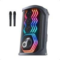 soundcore Rave 3S AI Karaoke Party Speaker (A31A3) with 2 Wireless Microphones, 200W Sound, AI Vocal Removal, Vocal Enhancer, Reverb, Light Show, 12H