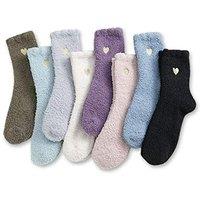 TOCONFFON Women's Cozy Fluffy Fuzzy Socks Plush Home Slipper Socks 5,6,7,8 Pairs 26 Love Embroidery 8 Pairs