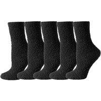 TOCONFFON Women's Cozy Fluffy Fuzzy Socks Plush Home Slipper Socks 5,6,7,8 Pairs 26 Black 5 Pairs