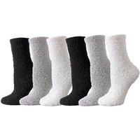 TOCONFFON Women's Cozy Fluffy Fuzzy Socks Plush Home Slipper Socks 5,6,7,8 Pairs 26 2 Black 2 White 2 Grey
