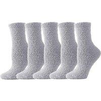 TOCONFFON Women's Cozy Fluffy Fuzzy Socks Plush Home Slipper Socks 5,6,7,8 Pairs 26 Grey 5 Pairs