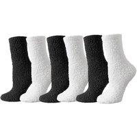 TOCONFFON Women's Cozy Fluffy Fuzzy Socks Plush Home Slipper Socks 5,6,7,8 Pairs 26 3 Black 3 White
