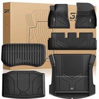 3W Floor Mats, All-Weather TPE, Custom Fit for Tesla Model 3 2021-2023, Black, Full Set Floor Mats Only