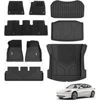 3W Floor Mats & Boot Liner & Carpets Fit for Tesla Model 3 2021 2022 2023, All Weather Dog Friendly TPE Mats, Waterproof Non Slip Car Liner Easy to In