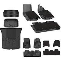 3W Floor Mats & Boot Liner & Carpets Fit for Tesla Model Y 2021-2024 2025, Dog Friendly All Weather TPE Mats Waterproof Non Slip Car Liner Trunk Mats
