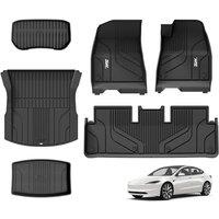 3W Floor Mats and Boot Liners Fit for Tesla Model 3 2024 2025 2026 Highland, Thorex All Weather Full Set Car liners and Cargo Mats, Dog Friendly Ac