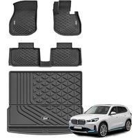3W Floor Mats & Boot Liner Fit for BMW iX1 U11 2023-2024 2025, All Weather TPE Dog Friendly Mats, Custom Fit BMW iX1 Car Mats and Cargo Liner Waterpro