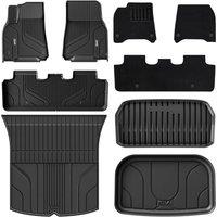 3W Floor Mats with Front Carpet on TOP Fit for Tesla Model Y 20202024, 2025 AllWeather TPE Full Set Floor Liners and Cargo Liner Mats Accessories Cu