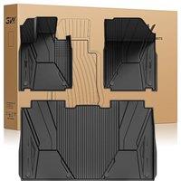 3W Floor Mats Fit for Tesla Cybertruck 2024 2025, TPE All Weather Custom Fit Floor Liner 1st and 2nd Row Full Set Car Liners, Dog Pet Friendly, Waterp