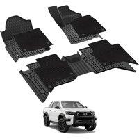 3W 2Layer Floor Mats Fit for Toyota Hilux 20202025, All Weather Thorex Car Protection Floor Liner with Carpts, Dog Friendly Waterproof AntiSlip