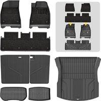 3W Floor Mats & Carpets & Boot Liners & Seats Back Cover Fit for Tesla Model 3 2024 2025 Highland, TPE All Weather Full Set Car liners and Cargo Mats,