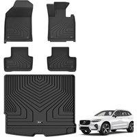 3W Floor Mats & Boot liner Fit for Volvo XC60 20192024 2025, All Weather Dog Friendly TPE Car Mat, Waterproof AntiSlip Easy to Clean Heavy Duty Trun