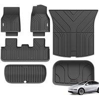 3W 6 Pcs Floor Mats and Boot Liner Fit for Tesla Model Y Juniper 2025 2026 New, Thorex All Weather Dog Friendly Full Coverage Car liners & Trunk Ma
