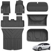 3W 7 Pcs Floor Mats and Boot Liner Fit for Tesla Model Y Juniper 2025 2026 New, Thorex All Weather Dog Friendly Full Coverage Car liners & Trunk Ma