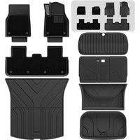 3W FULL SET 2-Layer Floor Mats & Boot Liner Fit for 2025 2026 Tesla Model Y Juniper, Odorless Thoex All Weather Premium Car Carpets Liner, Waterpro