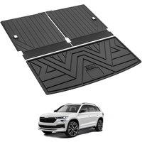 3W Boot Liner & Backrest Mats for Skoda Kodiaq Mk2 7-Seater 2024-2025, Thorex All-Weather Car Protection Boot Mat for Kodiaq Parts, Car Liner Heavy