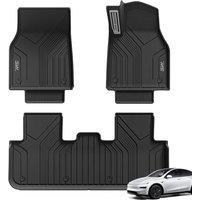 3W Floor Mats Fit for 2025 2026 Tesla Model Y Juniper, Odorless Thoex Dog Friendly All Weather Premium Car Mat, Waterproof Anti-Slip Easy Clean Hea