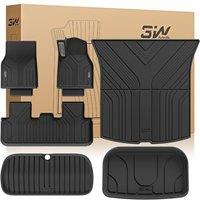 3W Floor Mats & Boot Liner Fit for 2025 2026 Tesla Model Y Juniper (6PCS), Odorless Thoex All Weather Premium Car Mat, Waterproof Anti-Slip Easy to