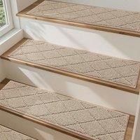 COSY HOMEER Full Edge Wrapping Stair Treads,70x22 CM NonSlip Carpet Mat for Indoor Stairs, Single Color Polyester Stair Tread Runners Pads for Wooden