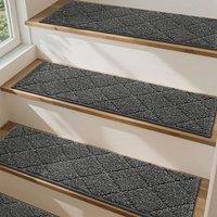 COSY HOMEER Full Edge Wrapping Stair Treads,70x22 CM NonSlip Carpet Mat for Indoor Stairs, Single Color Polyester Stair Tread Runners Pads for Wooden