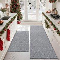 COSY HOMMER 2 Pack Nonslip Kitchen Rug Set, 100% Polyester Absorbent Soft Kitchen Floor Mats Carpet Rug Mat Runners,Machine Washable & Antiskid TPR B