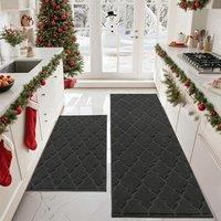 COSY HOMMER 2 Pack Nonslip Kitchen Rug Set, 100% Polyester Absorbent Soft Kitchen Floor Mats Carpet Rug Mat Runners,Machine Washable & Antiskid TPR B