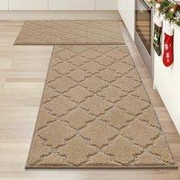 COSY HOMMER Nonslip Kitchen Rug Set 2 Pack, 51x76cm+51x122cm, 100% Polyester Absorbent Soft Kitchen Floor Mats Carpet Rug Mat Runners,Machine Washable