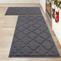 COSY HOMMER Nonslip Kitchen Rug Set 2 Pack, 51x76cm+51x122cm, 100% Polyester Absorbent Soft Kitchen Floor Mats Carpet Rug Mat Runners,Machine Washable