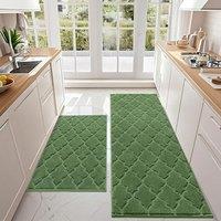 COSY HOMMER 2 Pack Nonslip Kitchen Rug Set, 100% Polyester Absorbent Soft Kitchen Floor Mats Carpet Rug Mat Runners,Machine Washable & Antiskid TPR B