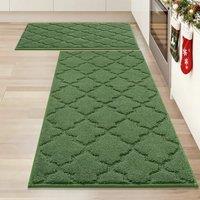 COSY HOMMER Nonslip Kitchen Rug Set 2 Pack, 51x76cm+51x122cm, 100% Polyester Absorbent Soft Kitchen Floor Mats Carpet Rug Mat Runners,Machine Washable