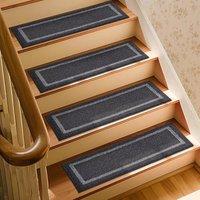 COSY HOMEER Carpet Stair Treads 15pcs Set, NonSlip Indoor Carpet Treads for Stairs for Kids Elders and Dogs, 100% Polyester Quick Peel Selfadhesive