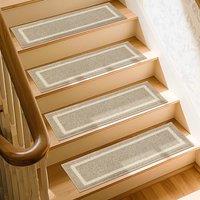 COSY HOMEER Carpet Stair Treads 15pcs Set, NonSlip Indoor Carpet Treads for Stairs for Kids Elders and Dogs, 100% Polyester Quick Peel Selfadhesive