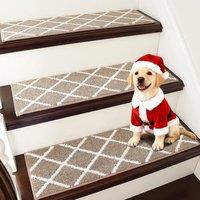 COSY HOMEER 4 Pack Nonslip Stair Treads, 22 x 70cm SelfAdhesive Washable Carpet Stair Runners, Polyester Soft Carpet Tread Pads for Indoor Staircases