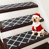 COSY HOMEER 15 Pack Nonslip Stair Carpet Treads, 22 x 70cm Polyester Medium Pile Carpet Stair Treads with TPE Backing, Super Grip SelfAdhesive Stair